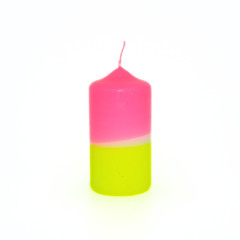 Stumpenkerze pink-gelb | handgefärbt | H 13cm 0