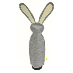 Flaschenhase aus Filz | langes Ohr | weißer Pom Pom 0